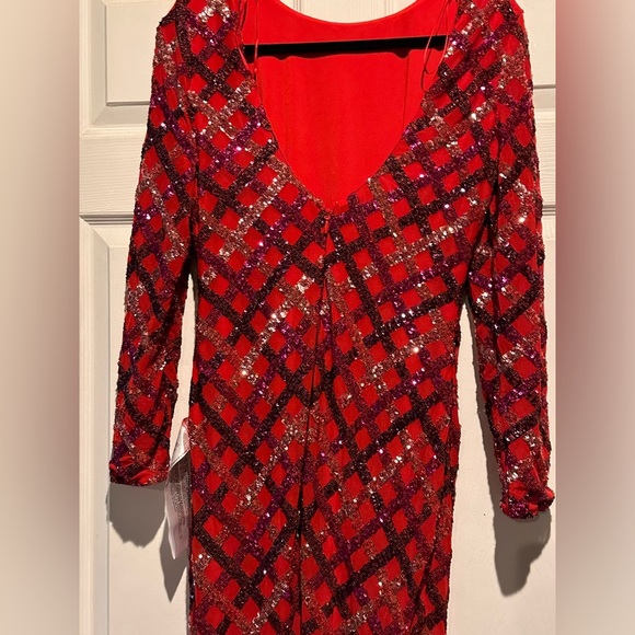 EMERY DRESS In Rouge Red Multi - Picture 3 of 7